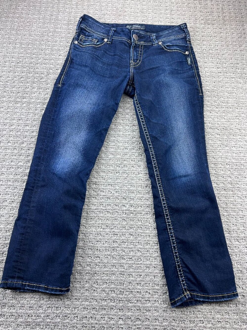 Silver Jeans Suki Capri Blue Denim Women Size 27